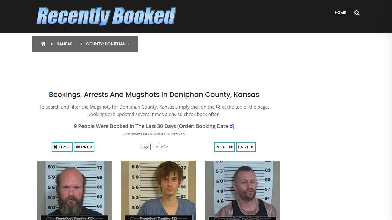 Bookings, Arrests and Mugshots in Doniphan County, Kansas - Recently Booked