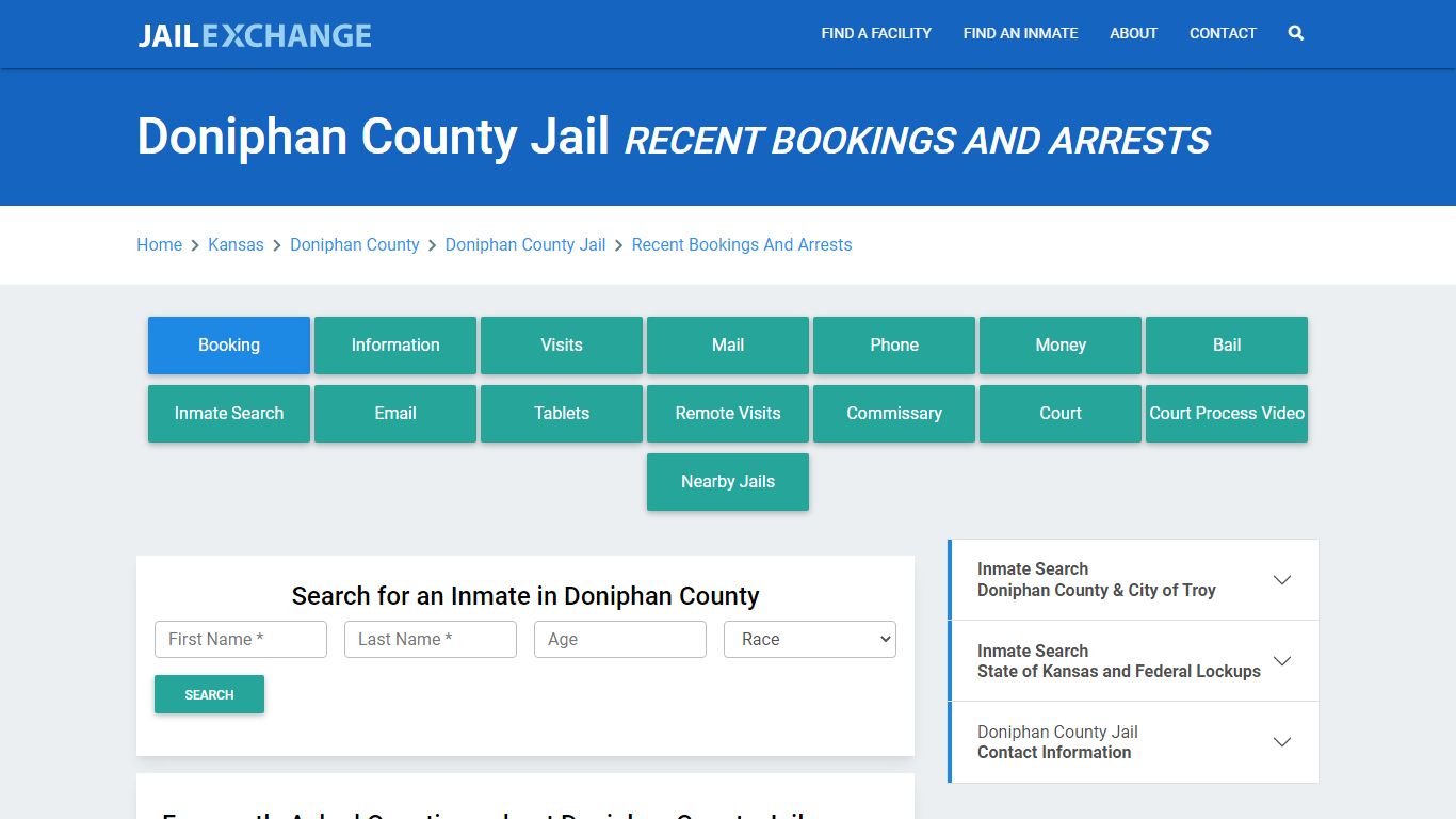 Doniphan County Jail Recent Bookings And Arrests - Jail Exchange