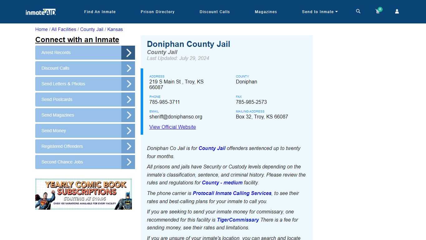 Doniphan County Jail - Inmate Locator