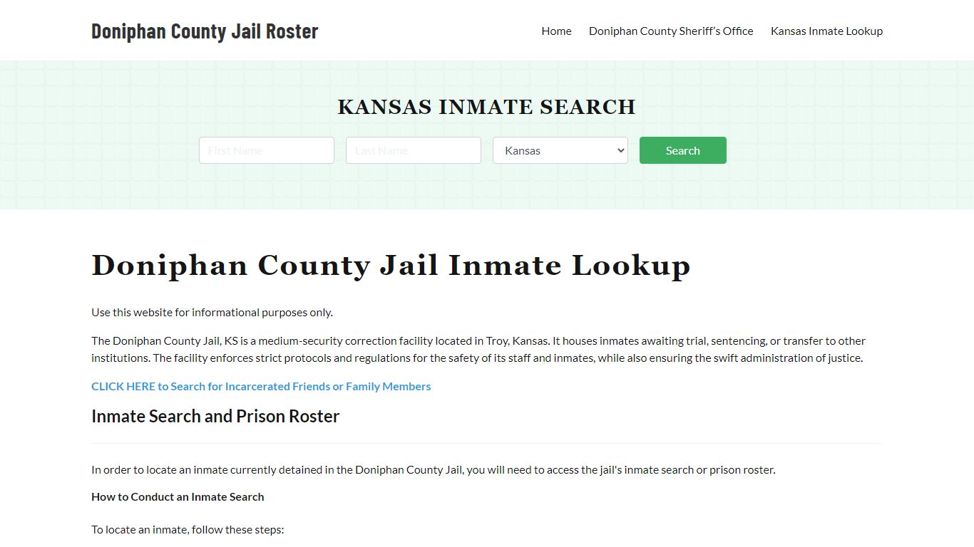 Doniphan County Jail Roster Lookup, KS, Inmate Search